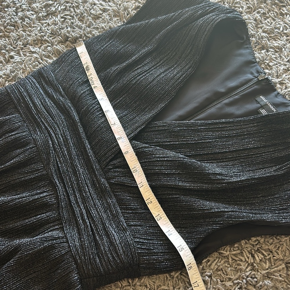Maggy London Black Sparkle Pleat Novelty Wide-Leg Crop Jumpsuit Romper US 2 - Picture 12 of 14